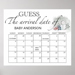 Vinter Baby Shower Gissa Förfallodatum Kalender Poster