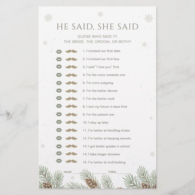 Vinter Baby Shower Han Sa Hon Sa Spelet (Framsida)