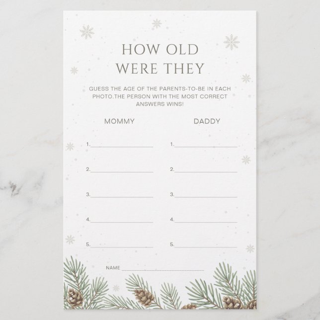 Vinter Baby Shower hur gammal de var (Framsida)
