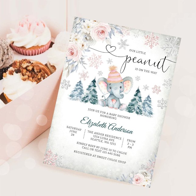 Vinter Baby Shower Inbjudan Elefant Inbjudan (Skapare uppladdad)