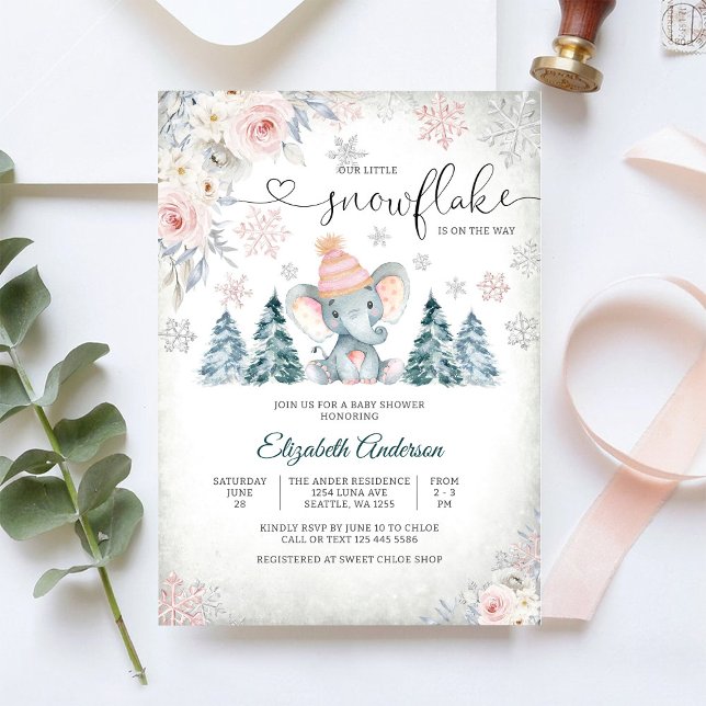 Vinter Baby Shower Inbjudan för Elefant (Skapare uppladdad)