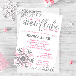 Vinter Baby Shower Inbjudan - Rosa Snöflinga