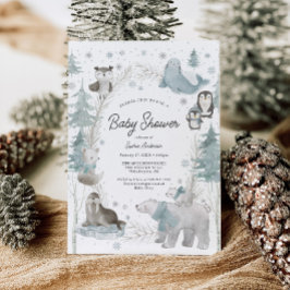 Vinter Baby Shower Inbjudningskort för Arktiska Dj