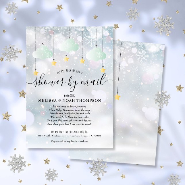 Vinter Baby Shower Per Post Lång Distans Inbjudningar (Winter Baby Shower By Mail Long Distance Invitation)