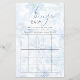 Vinter Baby Shower Pojke Blå Snöflinga Bingo Spel