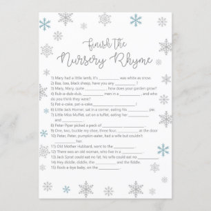 Vinter Baby Shower-spel med svar på storlek 5 x 7- Inbjudningar