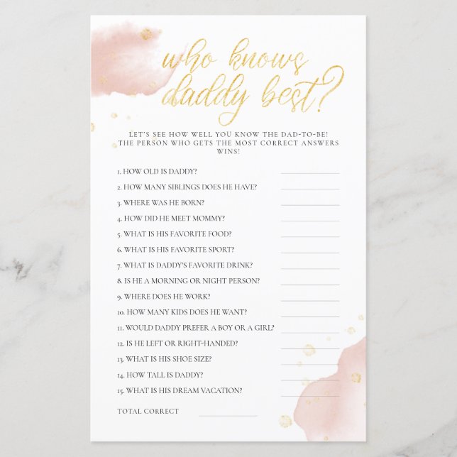 Vinter Baby Shower-spel som känner pappa Best (Framsida)