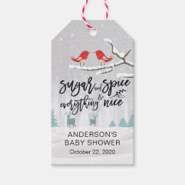 Vinter Baby Shower Sugar & Spice & Allt Nice Presentetikett