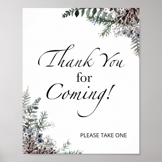 Vinter Baby Shower Tack för att du kom och Poster (Framsidan)