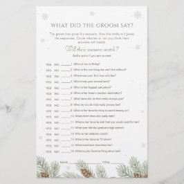 Vinter Baby Shower Vad Sa Brudgummen Spel