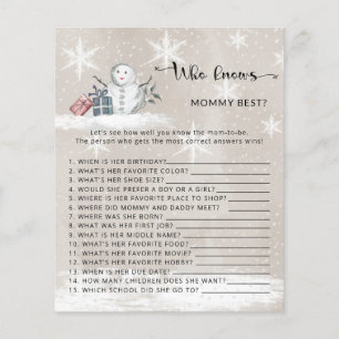 Vinter baby shower Vem känner mamma bäst spel