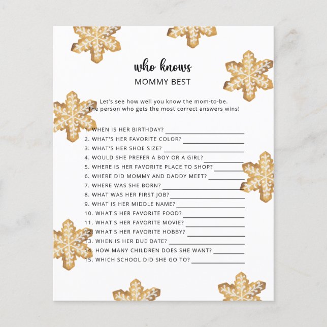Vinter baby shower, Vem vet mest om mamma (Framsida)