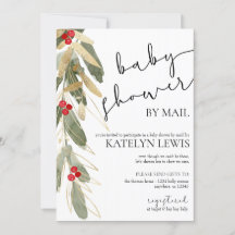 Vinter-baby shower via post-inbjudan Guld Holly