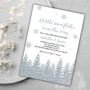 Vinter Baby Shower Woodland Little Snowflake Inbjudningar