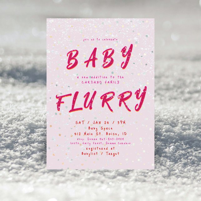 Vinter Baby Sprinkle | Rosa Snöyra Inbjudningar (Skapare uppladdad)