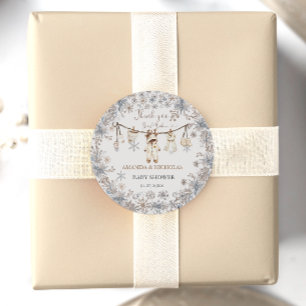 Vinter Babys Kläder Baby Shower Tack Runt Klistermärke