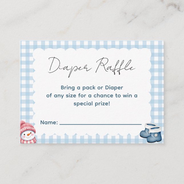 Vinter Babyshower Blöja-Raffel  Tilläggskort (Framsida)