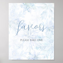 Vinter Babyshower Pojke Blå Snöflinga Förmån Poster