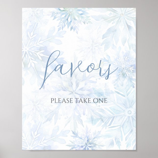 Vinter Babyshower Pojke Blå Snöflinga Förmån Poster (Framsidan)