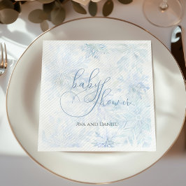 Vinter Babyshower Pojke Blå Snöflinga Pappersservett