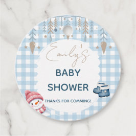 Vinter Babyshower Rundt Förpackningsetikett Snöman Gåvor Etiketter