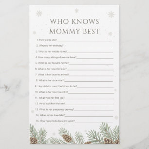 Vinter Babyshower Vem Känner Mamma Bäst Lek