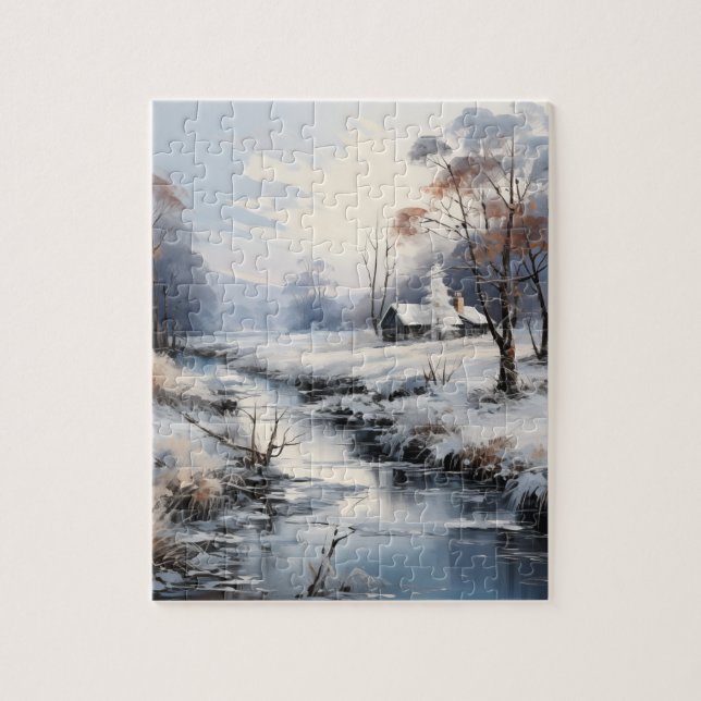 Vinter Bäck i Land Puzzle Pussel (Vertikal)