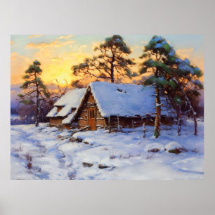 Vinter Baltisk Kustvasshytte Poster