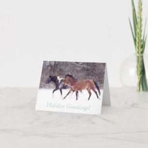 Vinter Barn Horse julhälsningskort Helgkort