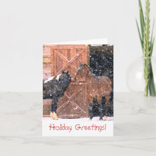 Vinter Barn Horse julhälsningskort Helgkort