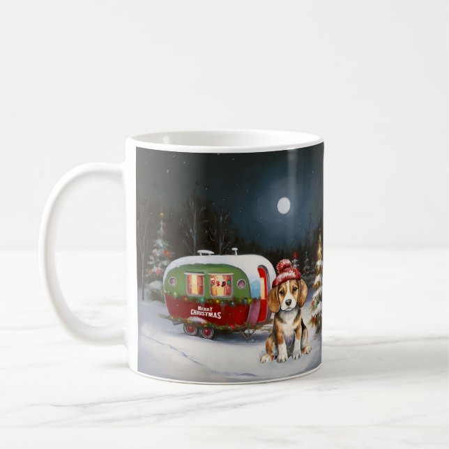 Vinter Beagle Husvagn Juläventyr  Kaffemugg (Vänster)
