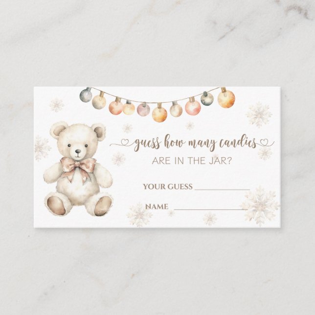 Vinter Bear Baby Shower anger hur många kanaler de Tilläggskort (Framsida)