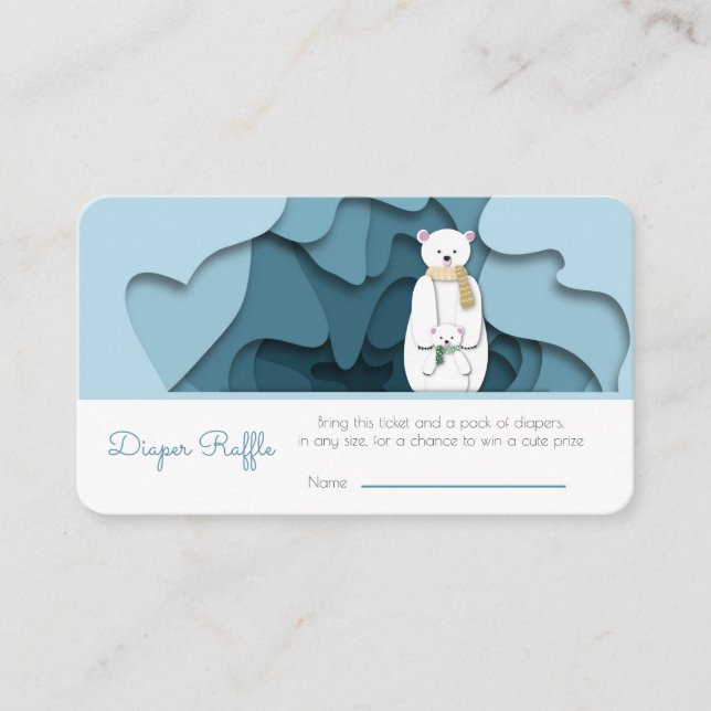 Vinter Bear Boy Shower Diaper Raffle Tilläggskort (Framsida)