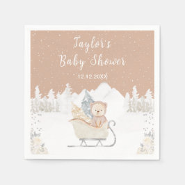 Vinter Bear Brown Sleigh Baby Shower Pappersservett