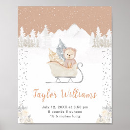 Vinter Bear Brown Sleigh Birth Statistics Poster