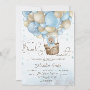 Vinter Bear Luftballong Barly Baby Shower Inbjudningar