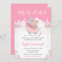 Vinter Bear Rosa Sleigh Baby Shower