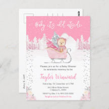 Vinter Bear Rosa Sleigh Baby Shower