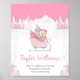 Vinter Bear Rosa Sleigh Birth Statistics Poster