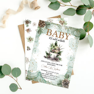 Vinter Bebis Det Är Kallt Evergreen Baby Shower Inbjudningar