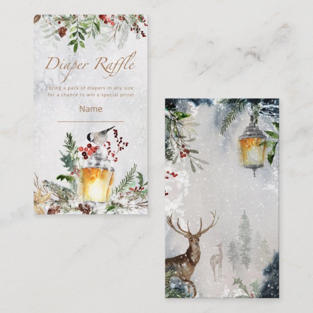 Vinter bebis shower blöjlotterlott tilläggskort (Fram/baksida)