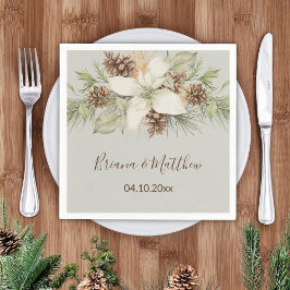 Vinter Beige Elegant Script Bröllop Pappersservett