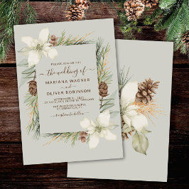 Vinter Beige Elegant Skrift Bröllop Inbjudningar