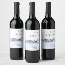 Vinter Berg Bröllop Vin Etikett