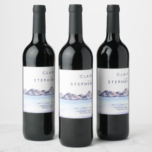 Vinter Berg Bröllop Vin Etikett