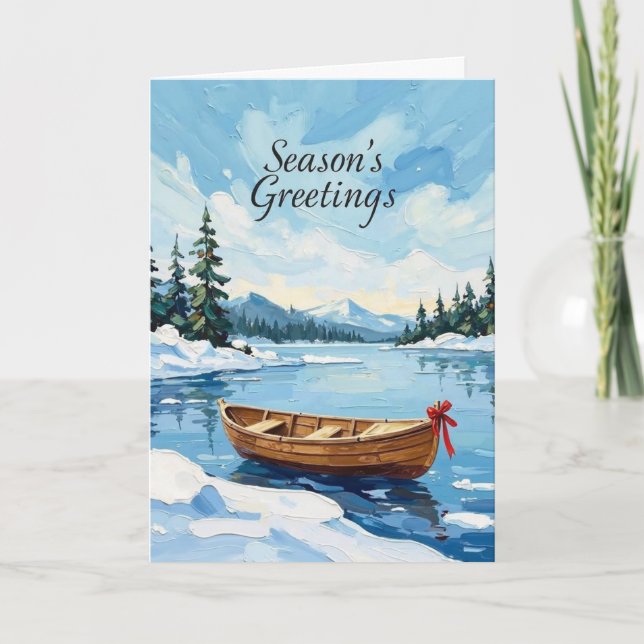 Vinter Berg Sjölandskap Julkort Kort (Framsida)