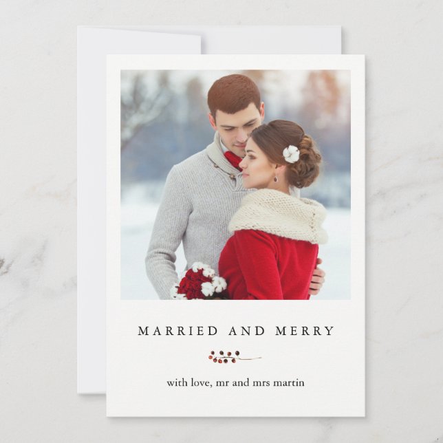 Vinter Berries gift och merry Photo Card Julkort (Framsida)