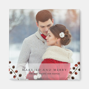Vinter Berries gifta och Merry Photo Magnet