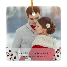 Vinter Berries gifta och Merry Photo Ornament