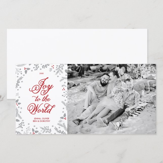 Vinter Berries jul - Helgdag 1 sida vid sida Julkort (Fram/baksida)